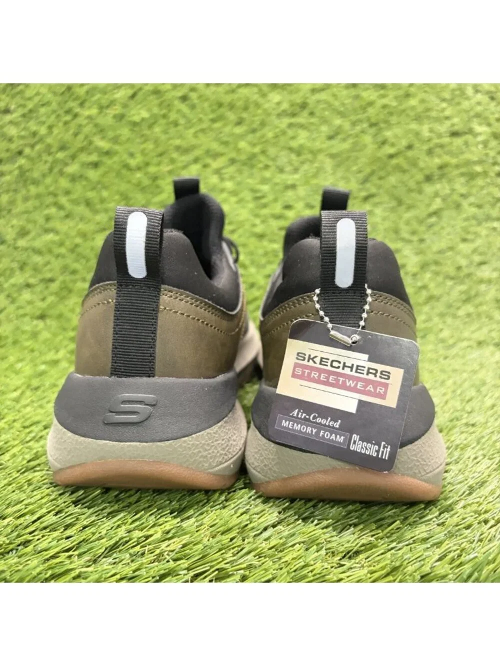 Skechers Neville Calhan Mens Size 8 Olive Black Athletic Running Shoes Sneakers